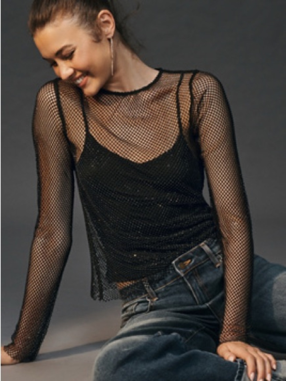 By Anthropologie Long-Sleeve Beaded Top